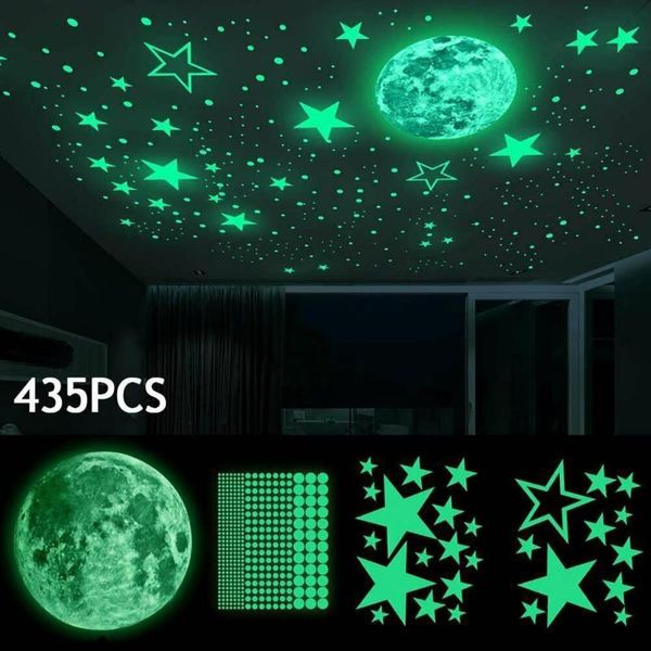 

wall stickers 1 set stars moon pattern luminous pvc decorating decals for kids room