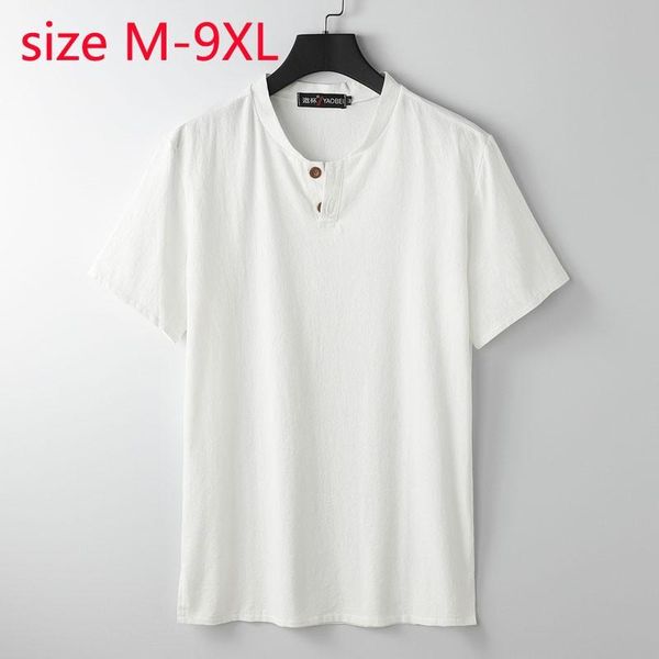 

men's t-shirts arrival fashion super large cotton linen men summer thin short sleeve casual t shirt plus size m-3xl4xl5xl6xl7xl8xl9xl, White;black