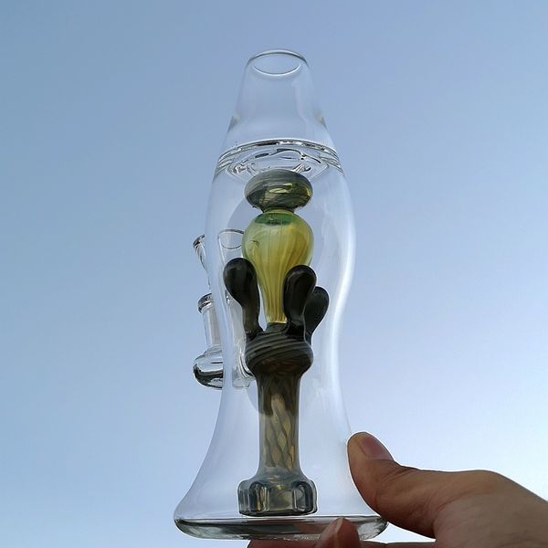 Vidro Bongs Lava Lâmpada Percácido de Hookahs Percolator Tubos De Fumar Dab Rigs Petróleo 14.5mm articulação feminina com tigela pequena tubulação de água colorida