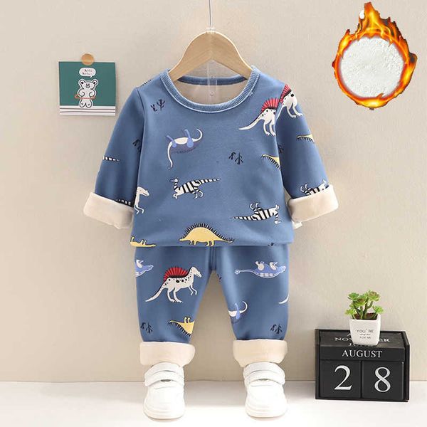 LZH recém-nascido bebê pijama conjuntos para meninos outono inverno roupas quentes para meninas 1-4 anos Dinossauro Outfit para criança kid sleepwear G1023