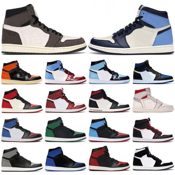 

2021 mens basketball shoes 1s high og obsidian phantom pine turbo green travis scotts royal toe twist 1 jumpman men women sports sneaker, Black