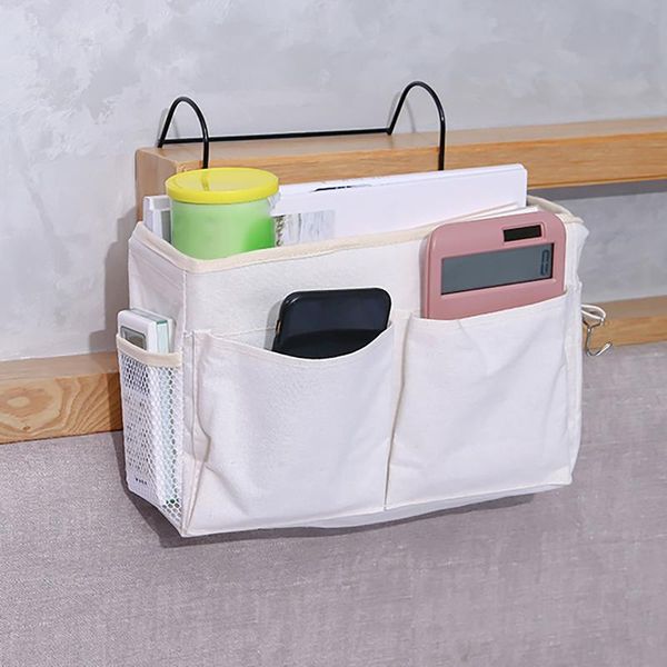 

storage boxes & bins canvas bedside hanging organizer bag school magazine pouch phone holder home with hook pocket