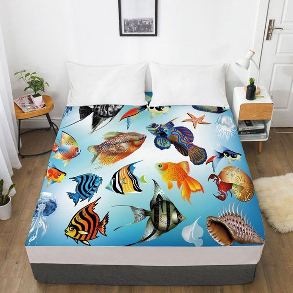 

sheets & sets 1 pcs 3d printed cartoon orean world soft fitted sheet with elastic band solid bed cover-wrinkle abrasion resistant