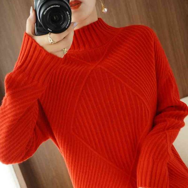 

women's sweaters sweater winter 2021 pure wool, casual solid cashmere color plus size female knitted or crocheted, White;black