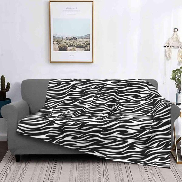 

blankets abstract zebra pattern. black and white illustration shaggy throw soft blanket sofa/bed/travel love gifts