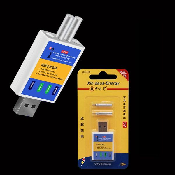 

arrival 2 holes usb charger set with rechargeable battery cr425 for luminous floats night fishing accessories tackles j404