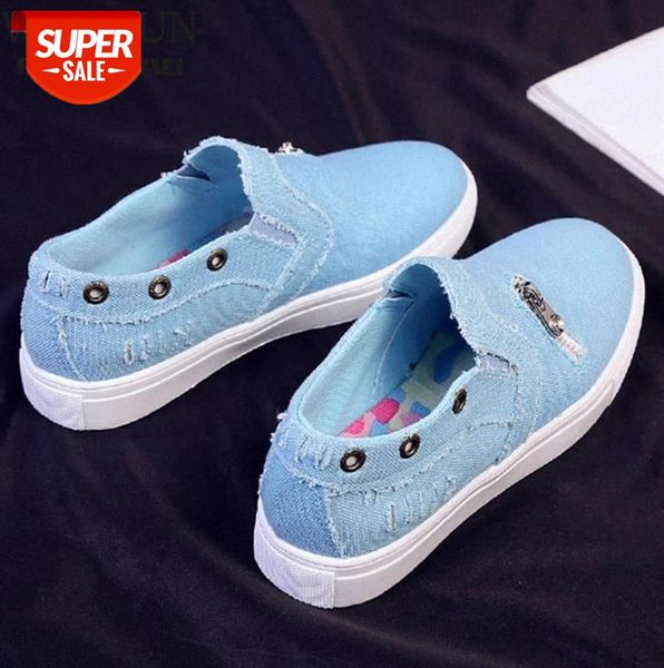 

2020 women canvas shoes slip on flat shoes spring casual female denim fashionable sneakers breathable tassel footwears #164v