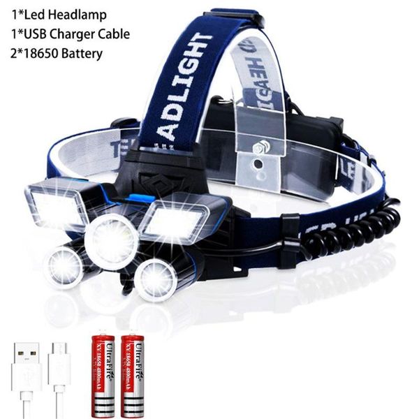 

outdoor bags 9 modes multi-function head-mounted usb rechargeable strong headlight