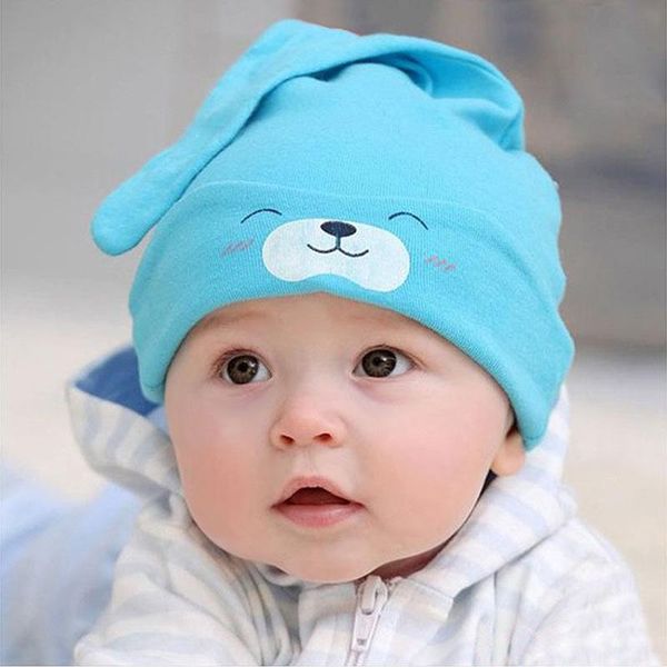

beanie/skull caps cute bear toddler beanie kids baby boy girl infants cotton soft warm hat cap dm1054, Blue;gray