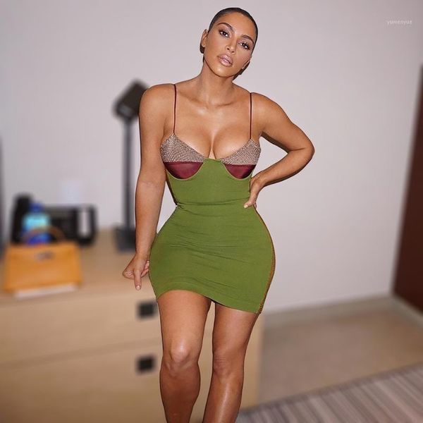 

casual dresses vintage design green colorblock khaki burgundy bra-style neckline bustier bodycon kim party dress, Black;gray