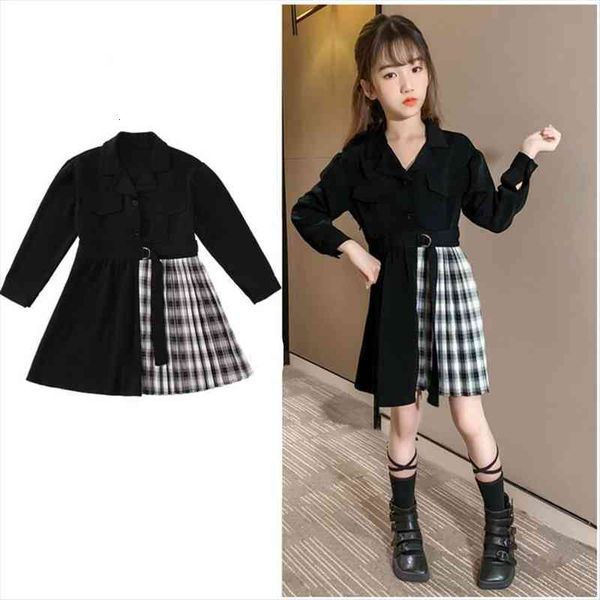 

kids blazer dress girl formal black blazer dress suit jacket female fashion childrens stitching plaid party costume