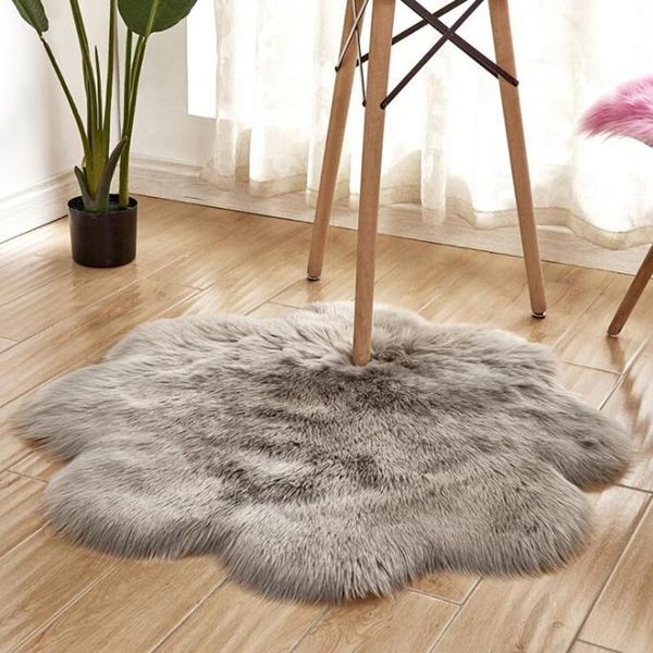 

carpets flower shape bedroom chair cover artificial sheepskin soft fur rug long fluffy mat wool warm hairy carpet seat area rugs