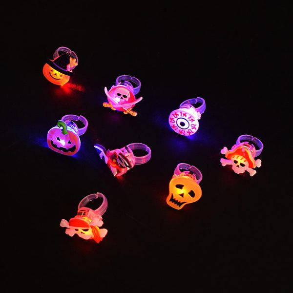 

christmas gift halloween pumpkin ghost luminous ring led flash finger ornaments children's toys cluster rings, Golden;silver