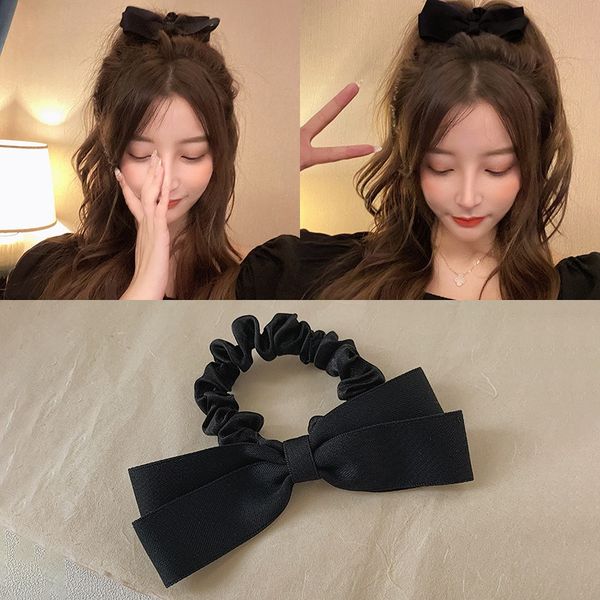 

european pure black cloth bowknot hairs tie fashion headbands celebrity temperament headband luxury brands women silk hair accessories hairb, Silver