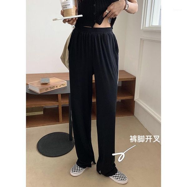 

women's pants & capris solid-colored sports casual women 2021 summer korean version loose waist wide-legged straight y2k k78755, Black;white