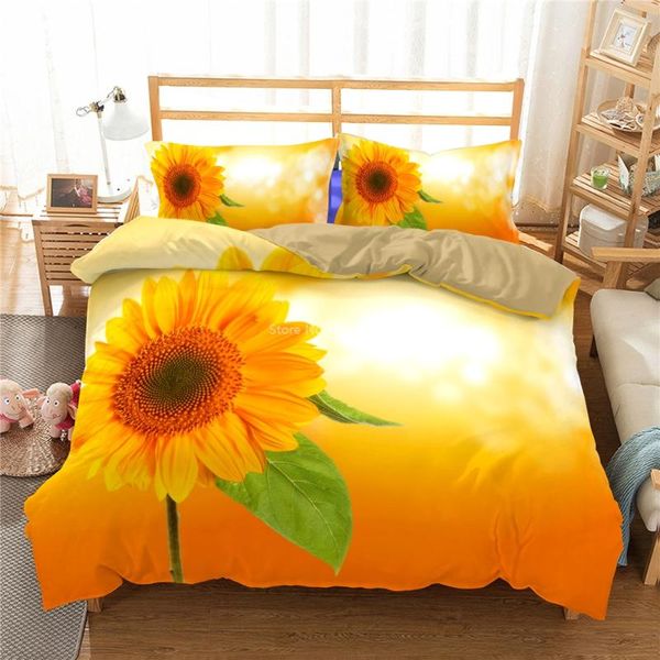 

bedding sets sunflower 3d printed set 2/3pcs duvet cover with pillowcase bed linens home textile for kids adults bedroom decor