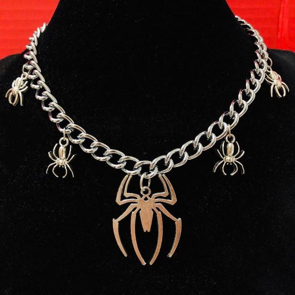 

chokers spider choker necklace spooky creepy mother babies spiders cuban curb chain insects men women punk gothic jewelry, Golden;silver