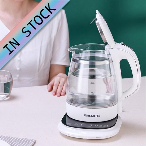 

electric kettles 1l luxury glass water kettle with double wall blue light disinfection lid clear cold jug juice tea home drinkware