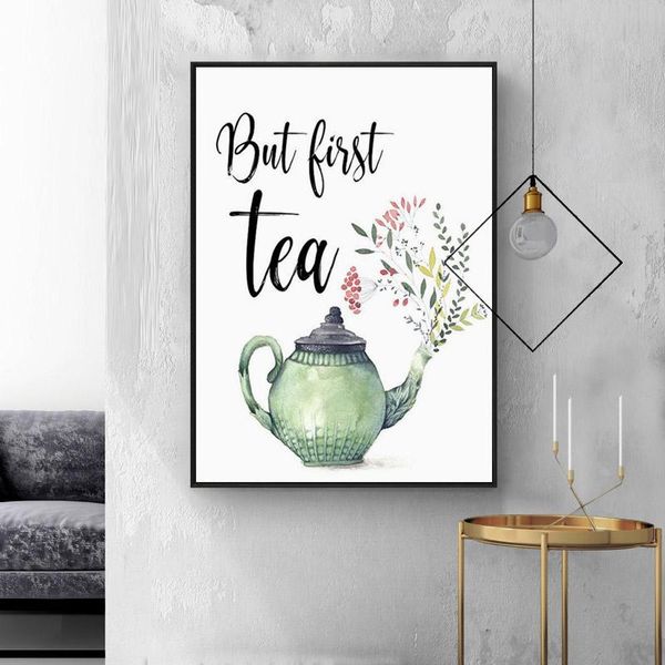 

paintings cactus plant print home sweet login quote wall art painting kitchen decoration tea poster nordic living room picture