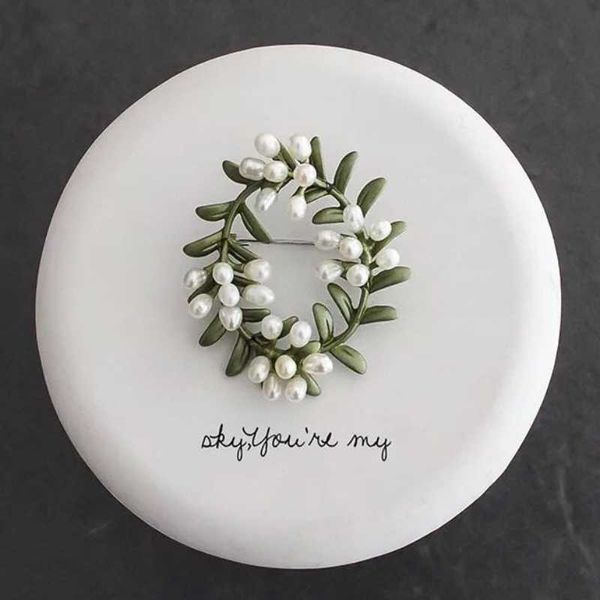 

pins, brooches japanese idyllic myrtle rosette mori small fresh vintage natural freshwater pearl brooch women accessories fashion jewelry, Gray
