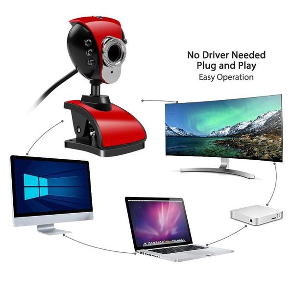 

webcams computer cameras usb 2.0 480p 6 led hd webcam w/ mic for pc laptop