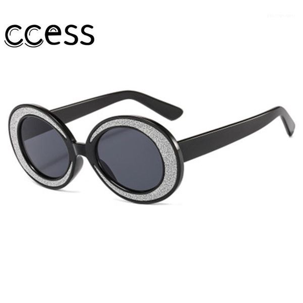 

sunglasses elegant vintage oval oversized women sunglass round bling silver circle sun glasses personality shades for female eyewear uv400, White;black