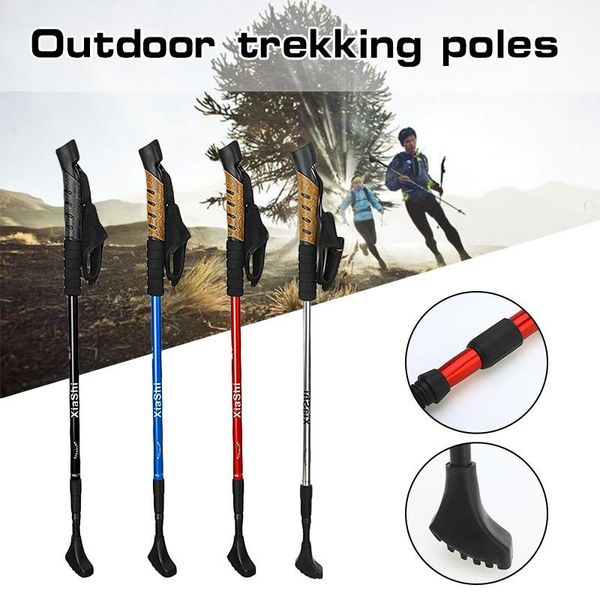 

1pcs anti 3-sections nordic walking sticks adjustable hiking poles ultra canes with rubber for outdoor trekking
