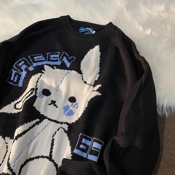 

women's sweaters women streetwear knitted pullover kawaii jacquard fashion hip hop spring autumn y2k harajuku oversized outwear jumper, White;black