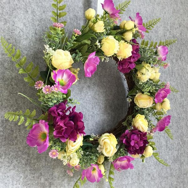 

decorative flowers & wreaths artificial rose flower wreath silk hydrangea spring garland for the front door wall hanging window wedding part