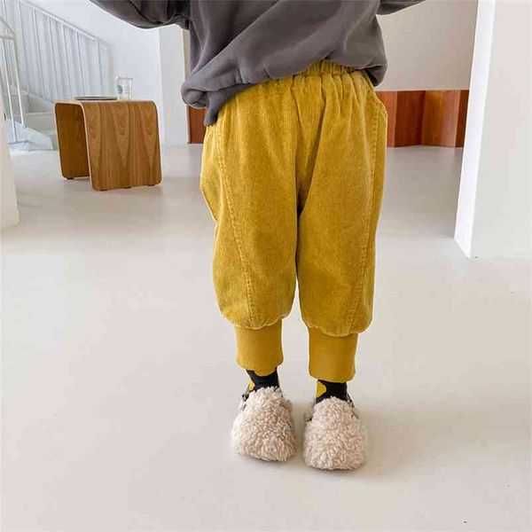 

winter girls soft fleece lining ankle-tied pants boys solid color windproof thick warm trousers 210508, Blue