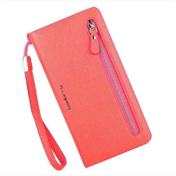 

brand wallets women purses female zipper long designer leather coin money bags card holders clutch wristlet phone, Red;black