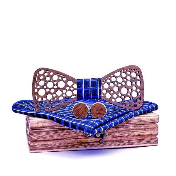 

neck ties diy mens wooden bow tie pocket square cufflinks set wood and party wedding noeud paperon male accessories, Blue;purple