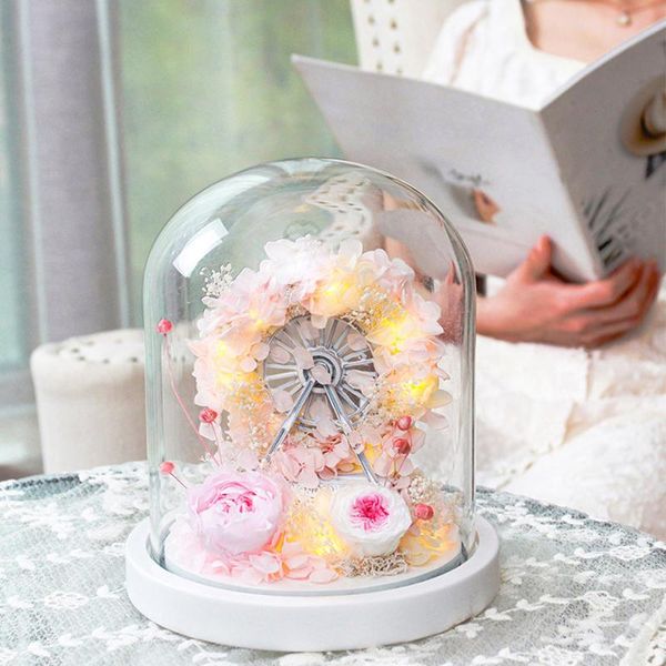 

handmade eternal flower box led ferris wheel w/ glass dome gift style 1 wrap