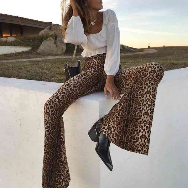 

new leopard print trumpet women's sports pants in autumn 2021, Black
