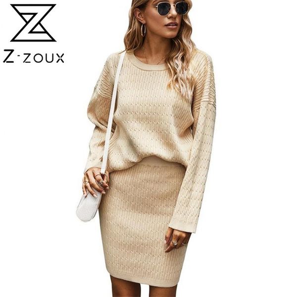 

women set sweater skirt s o-neck knitting high waist 2 piece 210513, White