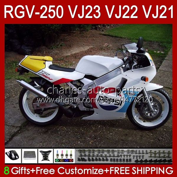 Corpo OEM per Suzuki Glossy Bianco RVG250 250CC VJ 23 RGV250 SAPC VJ23 Cowling RGV-250CC 1997 1998 Bodywork 107HC.59 RGVT-250 RGVT RGV 250 CC RGV-250 Panel 97 98 Kit carenatura