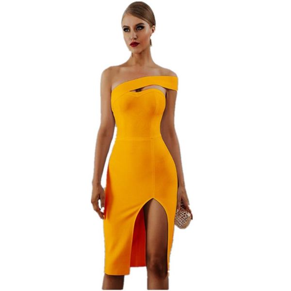 

casual dresses white blue bodycon bandage dress women 2021 summer elegant black one shoulder strapless celebrity runway party, Black;gray