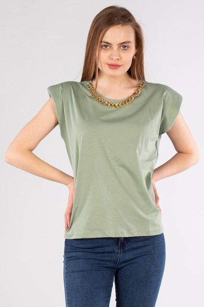 

women's t-shirt barrels and oil women 's shoulder pads necklace, White