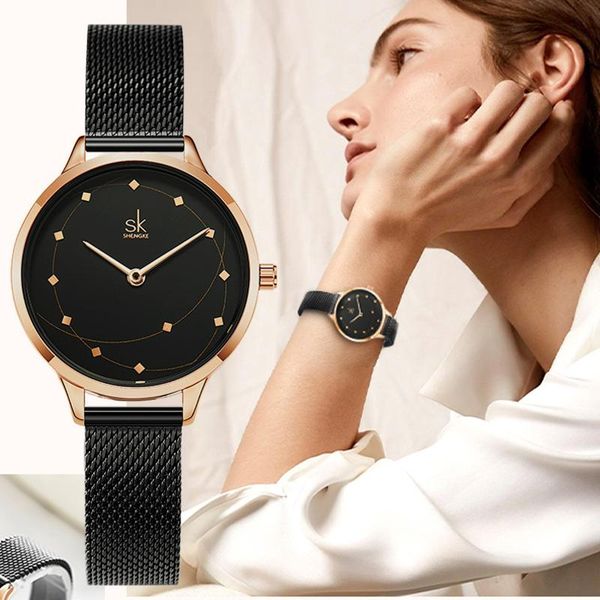 

wristwatches luxury woman's bracelet watches quartz black steel strap female clock analog fashion waterproof watch for women relogio fe, Slivery;brown