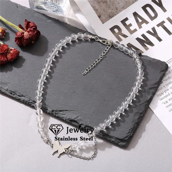 

chains necklace for women simple design clavicle chain temperament choker butterfly shape pendants fashion jewelry torque gift yh580, Silver