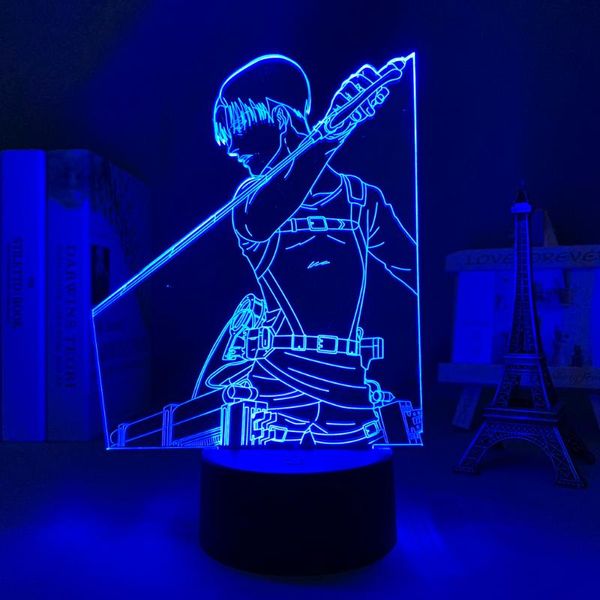 

night lights attack on titan led light for kids bedroom decor nightlight birthday gift bedside table 3d lamp anime levi