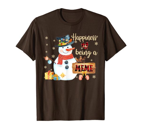 

happiness is being a meme snowman family funny xmas gifts t-shirt, White;black