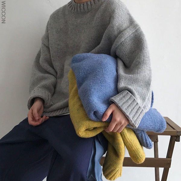 

men's sweaters stylish sweater male students korean style loose round neck solid color autumn winter harajuku, White;black