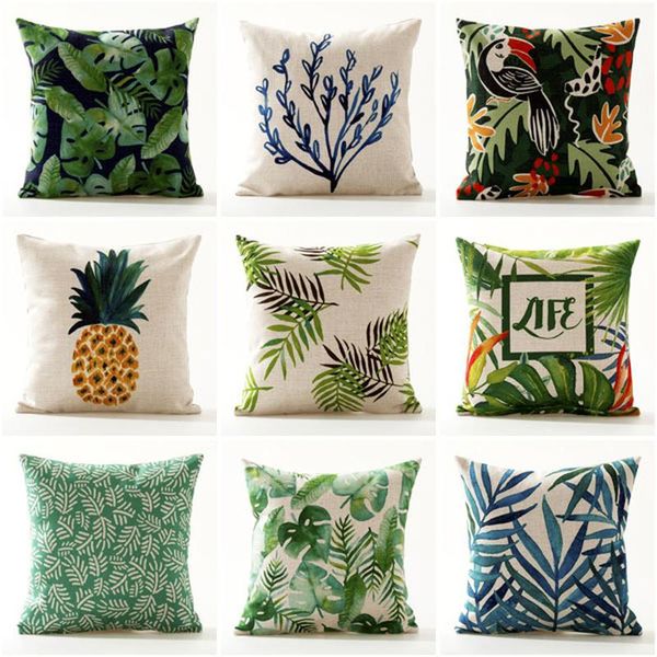 

green plant 45*45cm pillowcase pastoral color home sofa pillow lumbar pillowcover car seat cushion cover office cushion/decorative