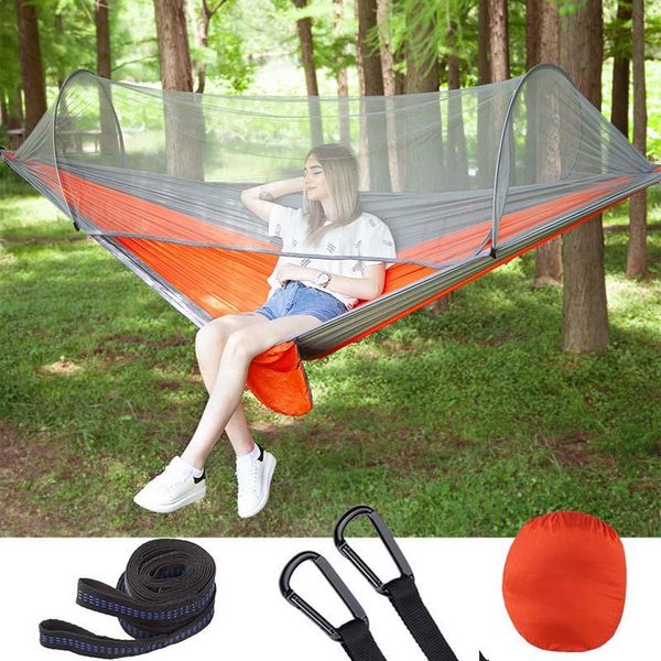 

outdoor camping hammock with mosquito net 1-2 person portable hanging bed quick open air swing tent sleeping bag bags