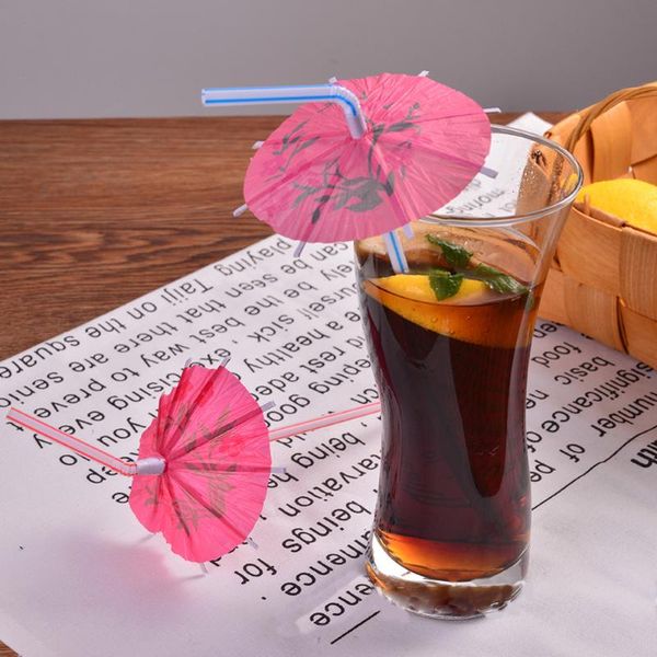 

packaging dinner service 100pcs mixed color hawaiian hula beach party cocktail umbrella parasol drinking straws(multicolor)