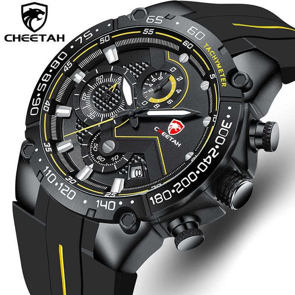

mens watches cheetah luxury brand chronograph waterproof quartz watch for men date sports clock male relogio masculino 210728, Slivery;brown