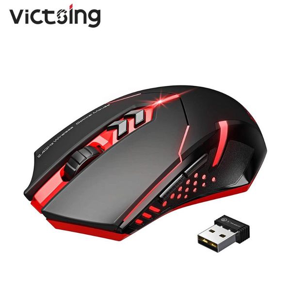 

mice victsing pc066 wireless gaming mouse with unique silent click rgb breathing backlit 2400 dpi ergonomic grips 7 buttons