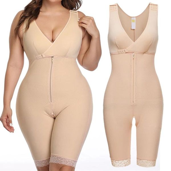 

women's shapers full body shaper seamless women bodysuit waist trainer plus size shapewear bulifter chest slimming sheath belly thigh t, Black;white