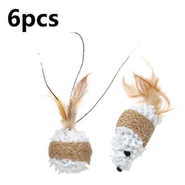 

cat toys 6pcs/set cute feather mouse ball funny doll dog interactive playing teaser molar pet supplies